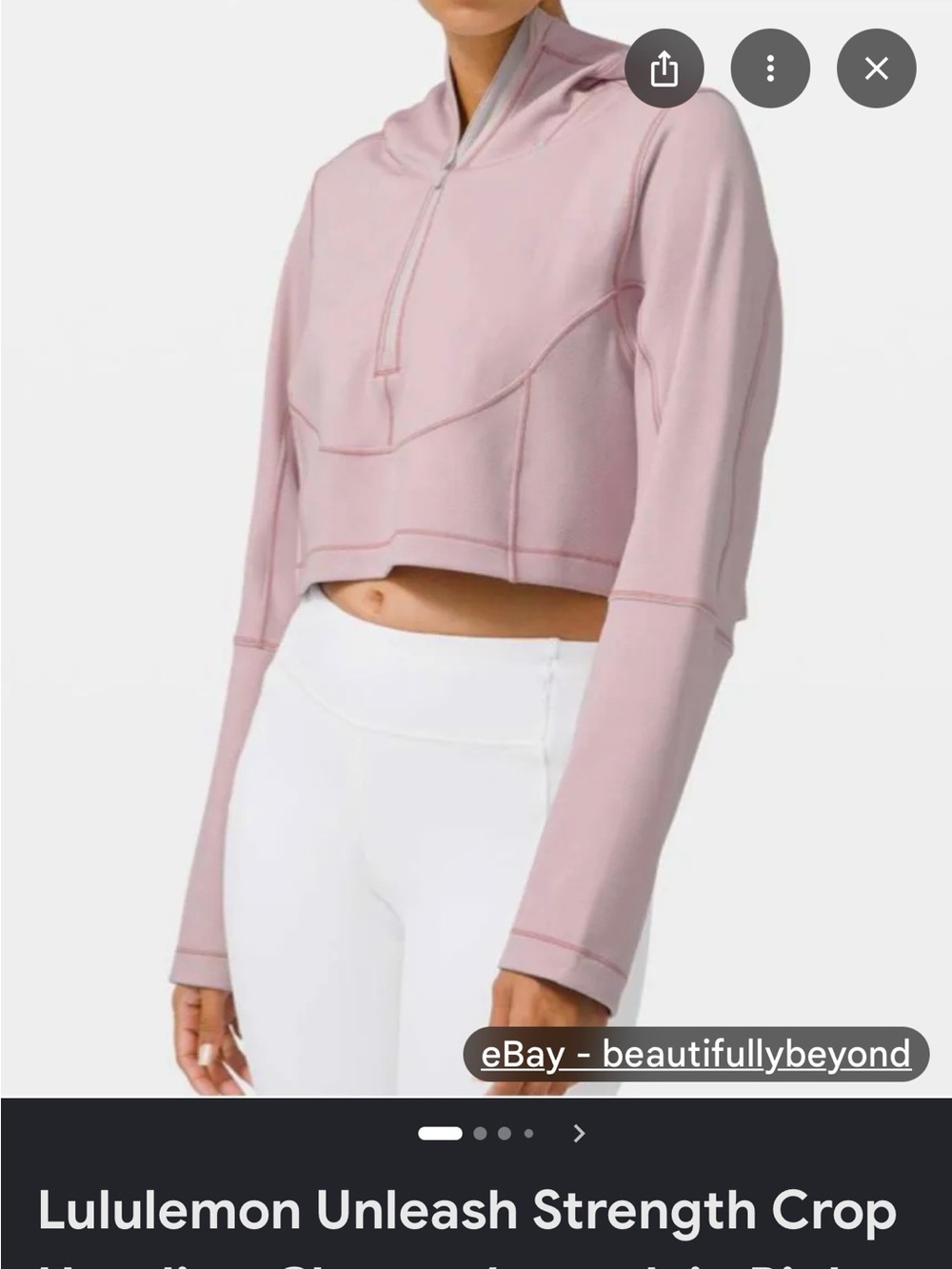 lululemon athletica Cropped Half-Zip Hoodie in Pale Pink